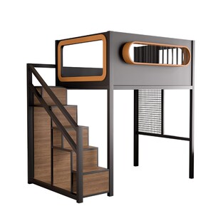 高架铁艺床加高上下床二层悬空金属床架小户型儿童复式阁楼二楼床