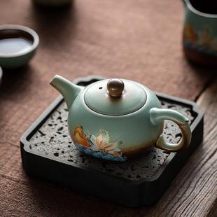 瓷牌茗粗陶茶壶手工铁锈仿柴烧釉陶瓷功夫茶具家用泡茶单壶分茶器