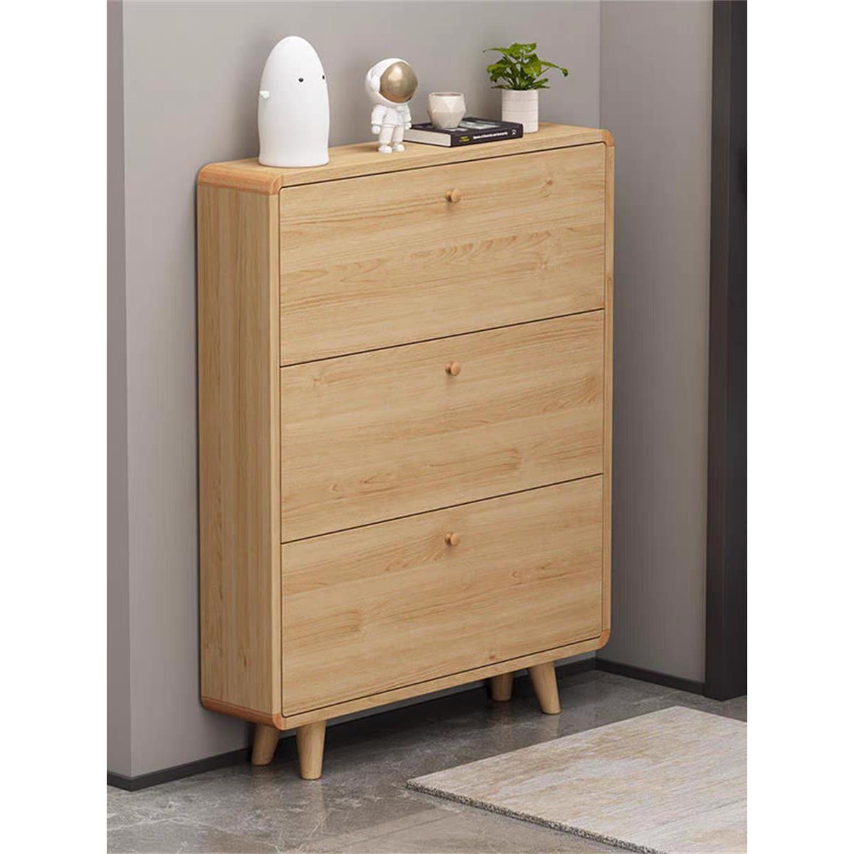 全实木鞋柜超薄极窄鞋柜家用门口入户门玄关柜一体翻斗收纳层架鞋