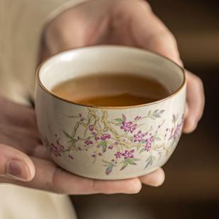 汝窑主人杯家用杯子开片可养大号茶杯陶瓷个人专用礼盒茶盏品茗杯