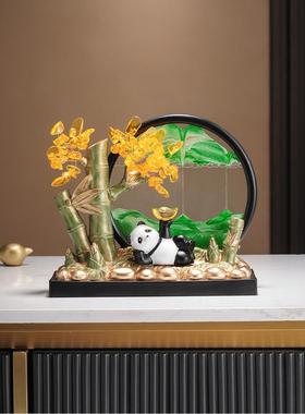 熊猫流沙画摆件节节高升招财进宝办公室高档客厅乔迁文创开业礼物