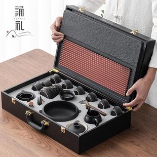 2024新款 黑陶茶具套装 乌金石茶盘轻奢高档办公室会客喝茶盖碗陶瓷
