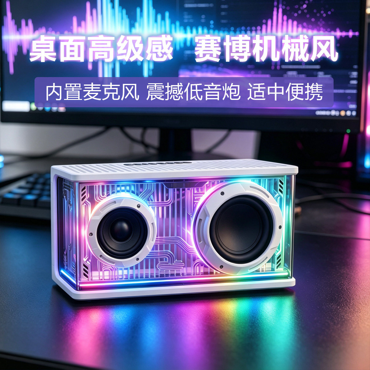 蓝牙音箱低音炮带麦电脑桌面音响