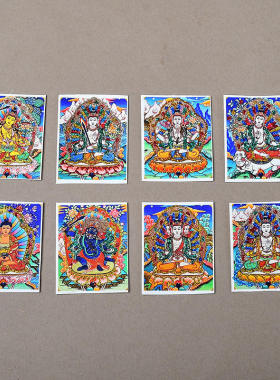 彩金唐卡五爷画药师扎基拉姆前世今生绿度母本命佛可换图唐卡国潮