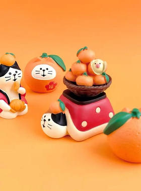 杂货日式猫橘子创意盆栽装饰礼品树脂家居品摆件