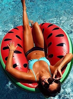 PVC加厚新款红色西瓜泳圈成人儿童水果西瓜水上游泳圈浮排