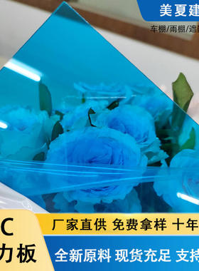 pc板3mm高透实心阻燃薄挡雨棚遮阳棚顶棚湖蓝色定制加工耐力板