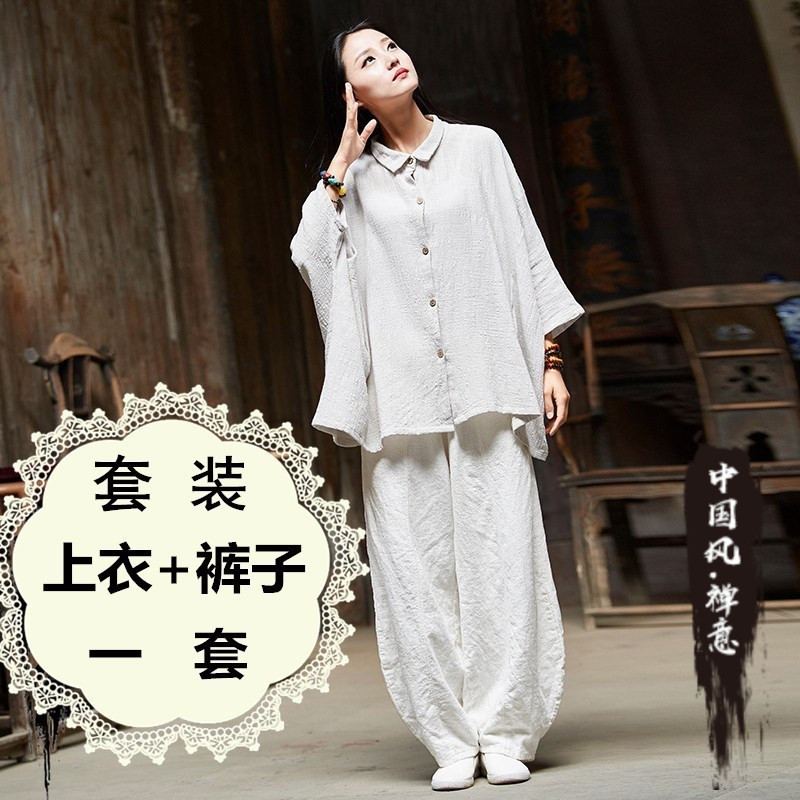 民国佛系禅意女装冬复p古棉麻衣服中国风禅修服装汉服礼佛禅服套