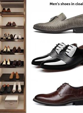 样板间软装男鞋衣帽间装饰摆件鞋步入式衣柜摆放黑色鞋棕色鞋