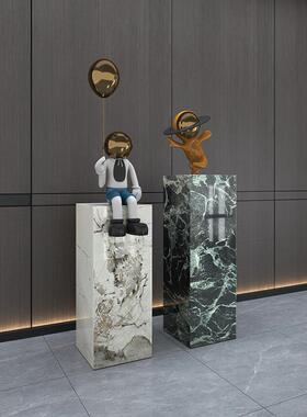 轻奢高档大理石雕塑底座摆台电视柜旁落地摆件装饰工艺品岩板基座