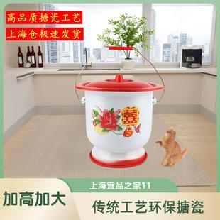 特大号防滑加厚搪瓷高脚痰盂带提手老人痰盂罐儿童孕妇座便器家用