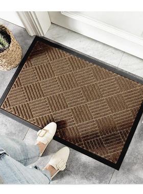 2024年大门朝西土黄色橡胶地垫门口防滑耐磨家用商用高档除尘脚垫