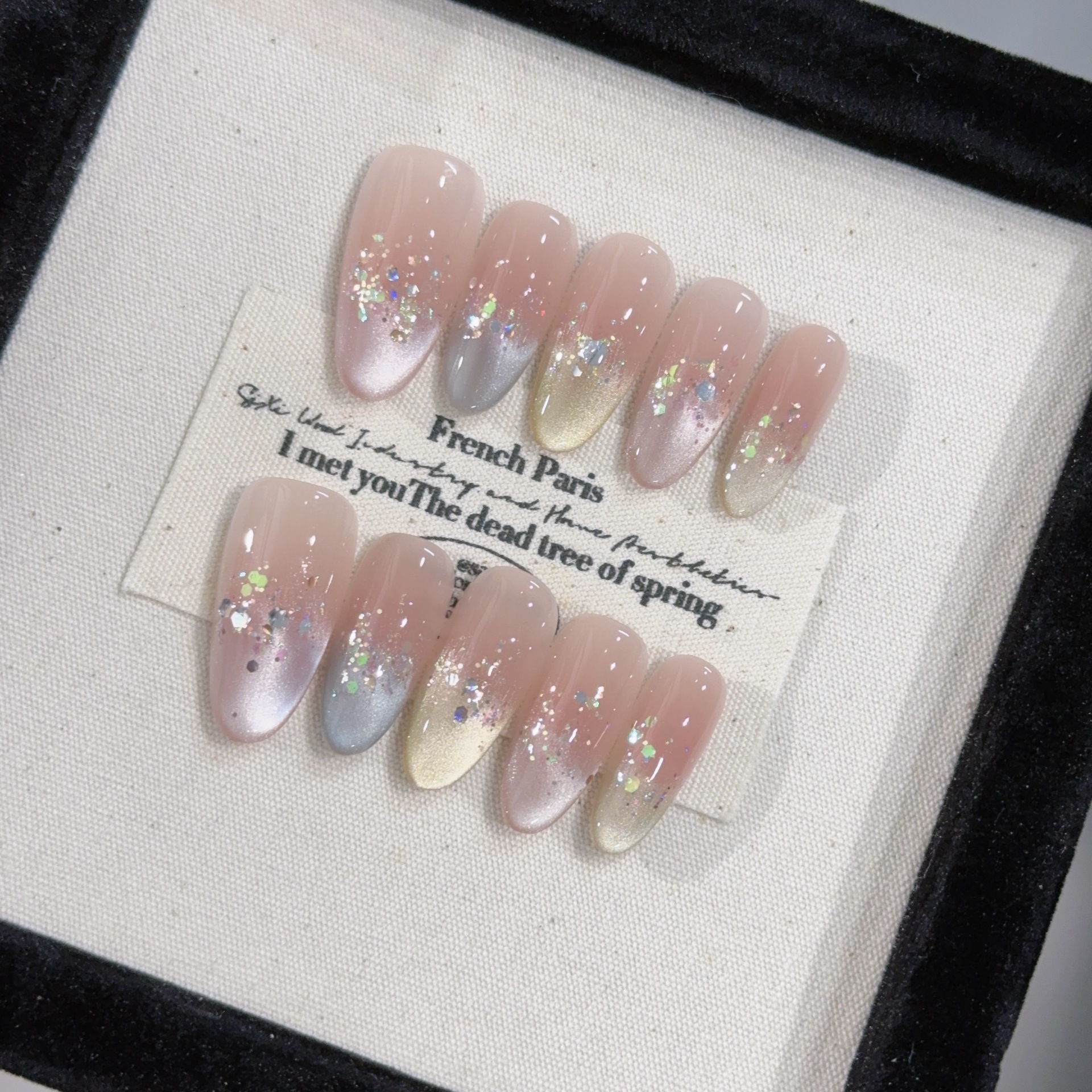 【亦菲】琉璃糖纸夏日多巴胺手工穿戴甲高级感夏季美甲甲片