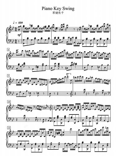 Piano Key Swing琴键秋千-钢琴独奏谱-电子谱-流行钢琴谱-电子版