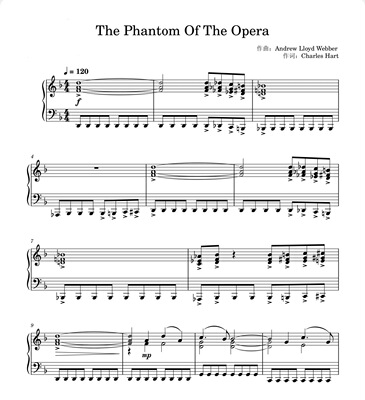 The Phantom Of The Opera-钢琴独奏谱-电子谱-流行歌曲-电子版