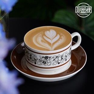 设计感陶瓷复古咖啡杯子中古风英式 咖啡杯碟精致欧式 下午茶杯