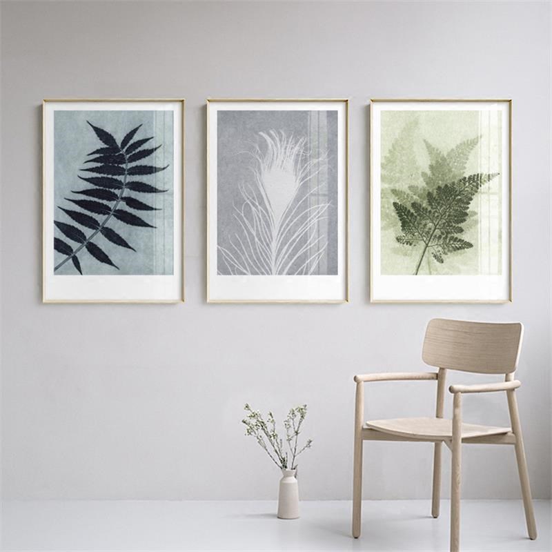 植物树叶美式复古叶脉客厅沙发背景墙组合装饰画现代简约书房挂画图片