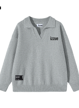 it izzue原创潮牌灰色海鸥领毛衣男2025年冬季慵懒风宽松针织衫3P