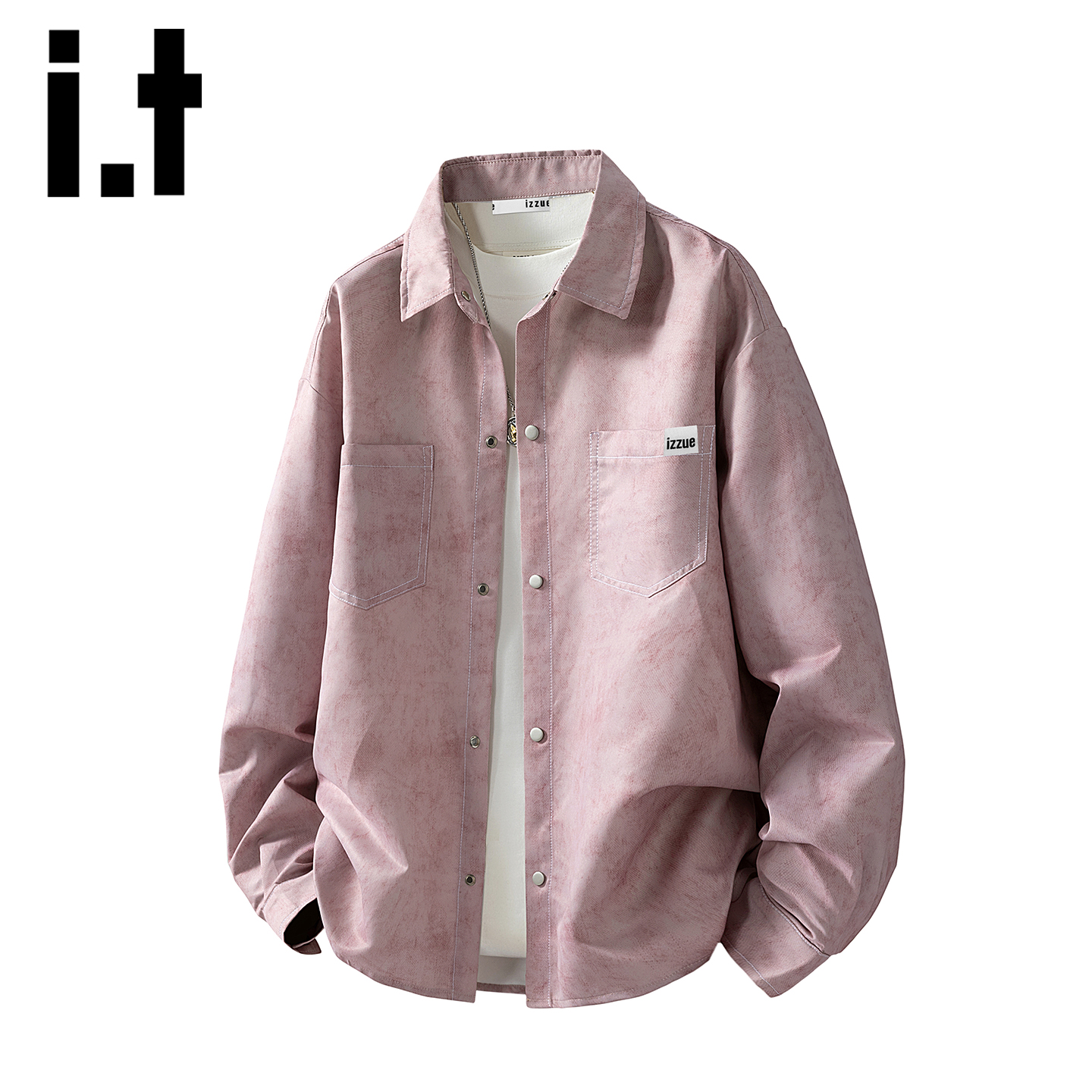 itizzue美式重磅复古扎染衬衫男