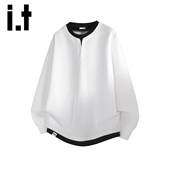 假两件打底衫 潮牌休闲男装 卫衣男2026春夏百搭新款 izzue长袖