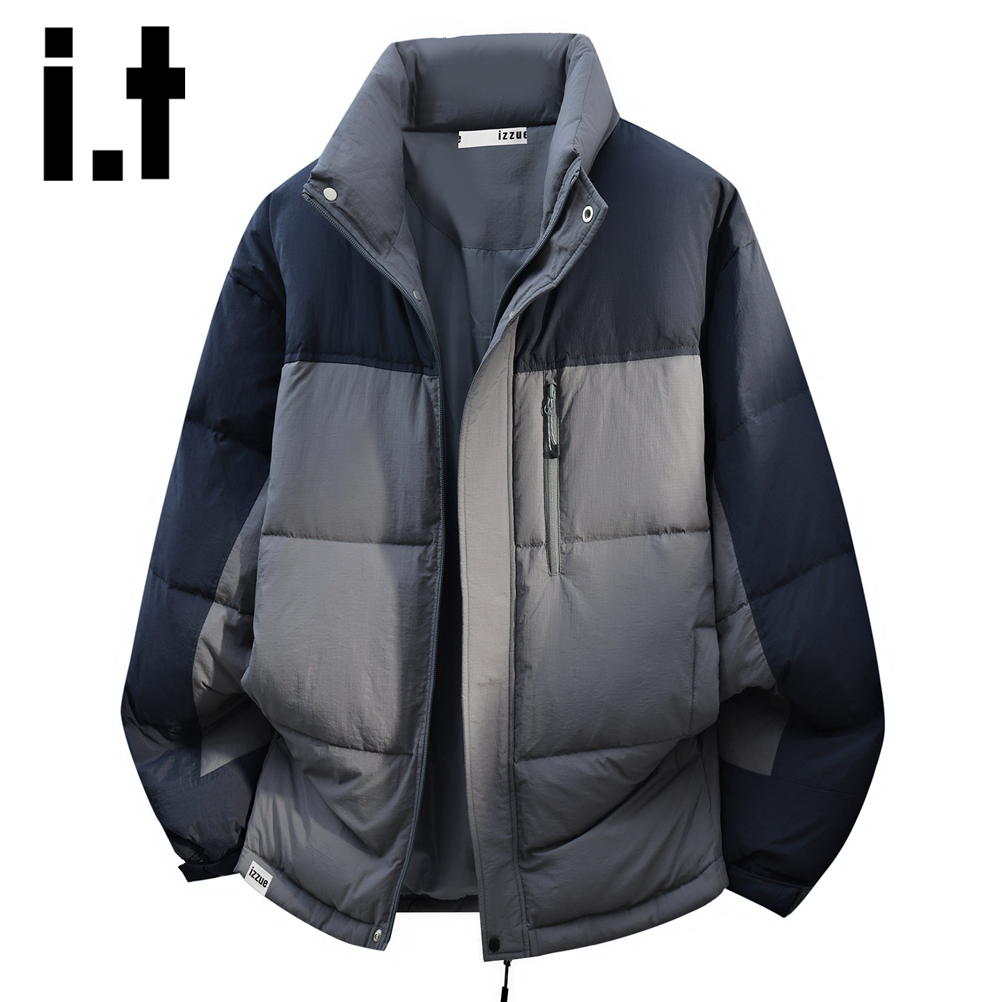 itizzue短款撞色立领羽绒服男