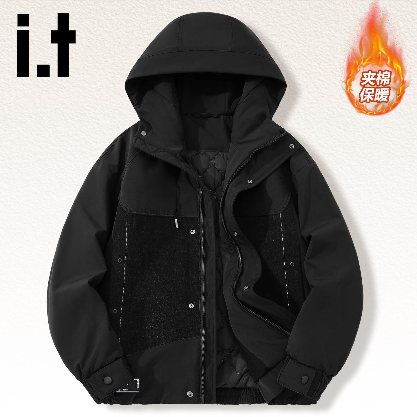 it夹棉外套男简约高级棉服