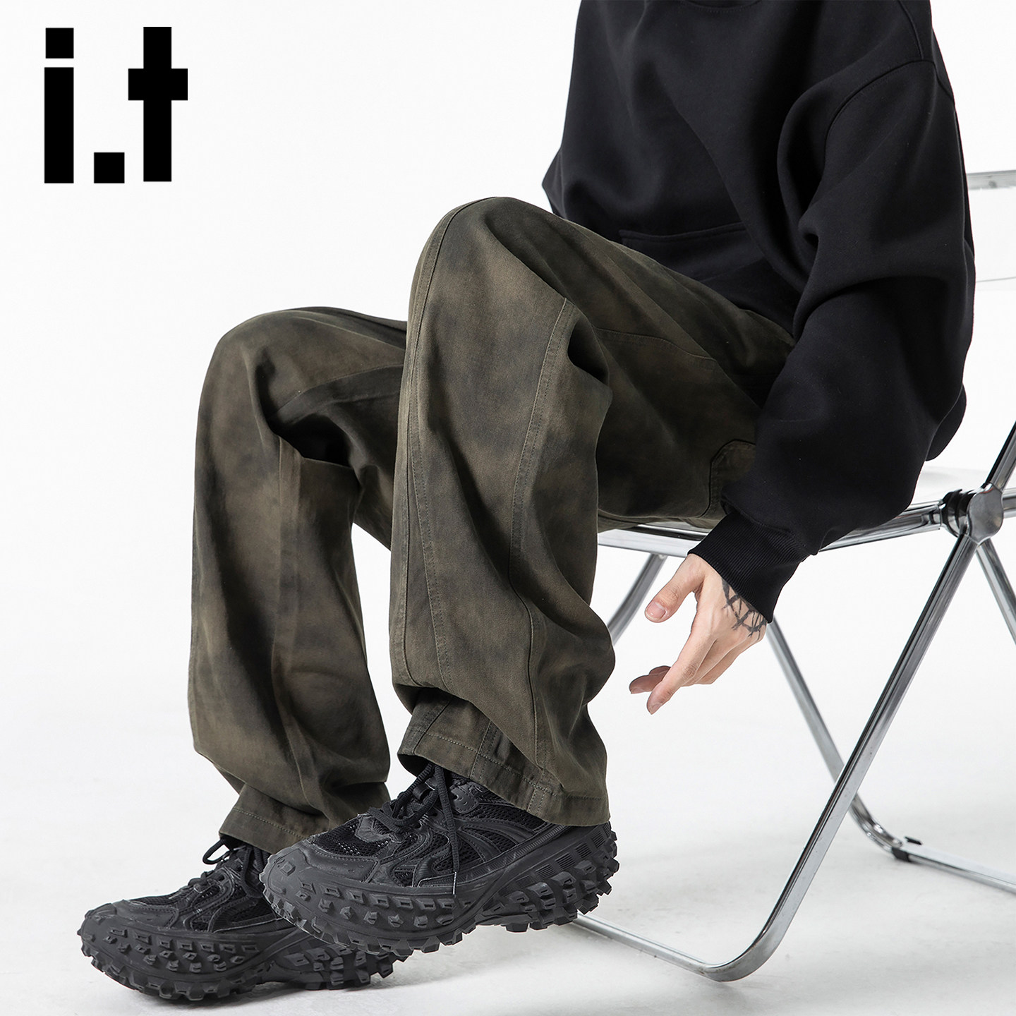 it izzue潮牌重磅纯棉复古直筒休闲裤男士春秋宽松百搭工装裤子Y,男装,休闲裤,淘宝优惠券,粉丝福利购,淘宝优惠卷