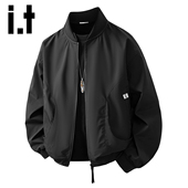 izzue飞行员黑色夹克男士 春秋季 新款 宽松休闲高级棒球领外套