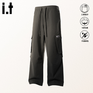 复古风抽绳长裤 春季 新款 伞兵裤 子男美式 直筒工装 izzue弯刀裤