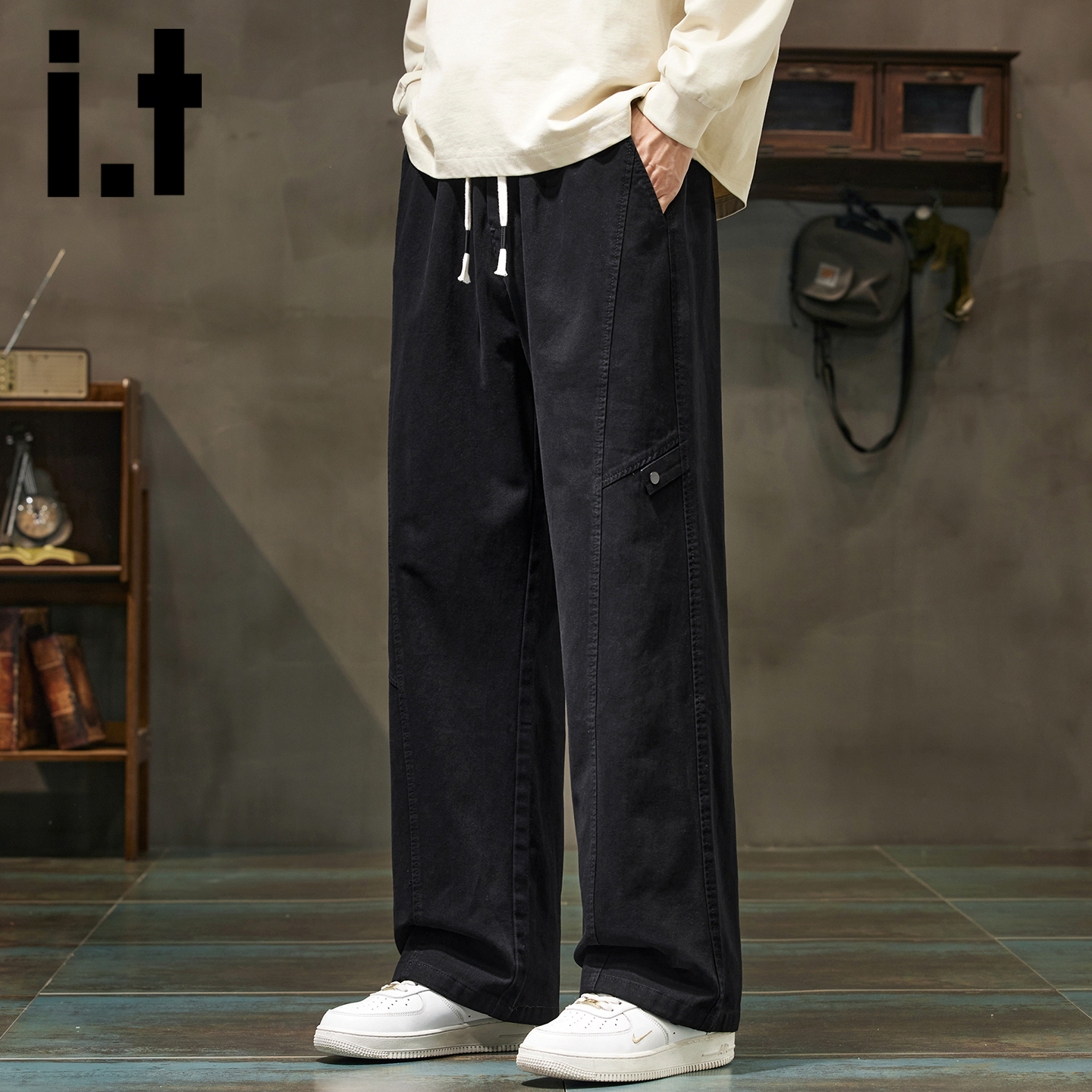 itizzue纯棉工装裤子男士秋冬季