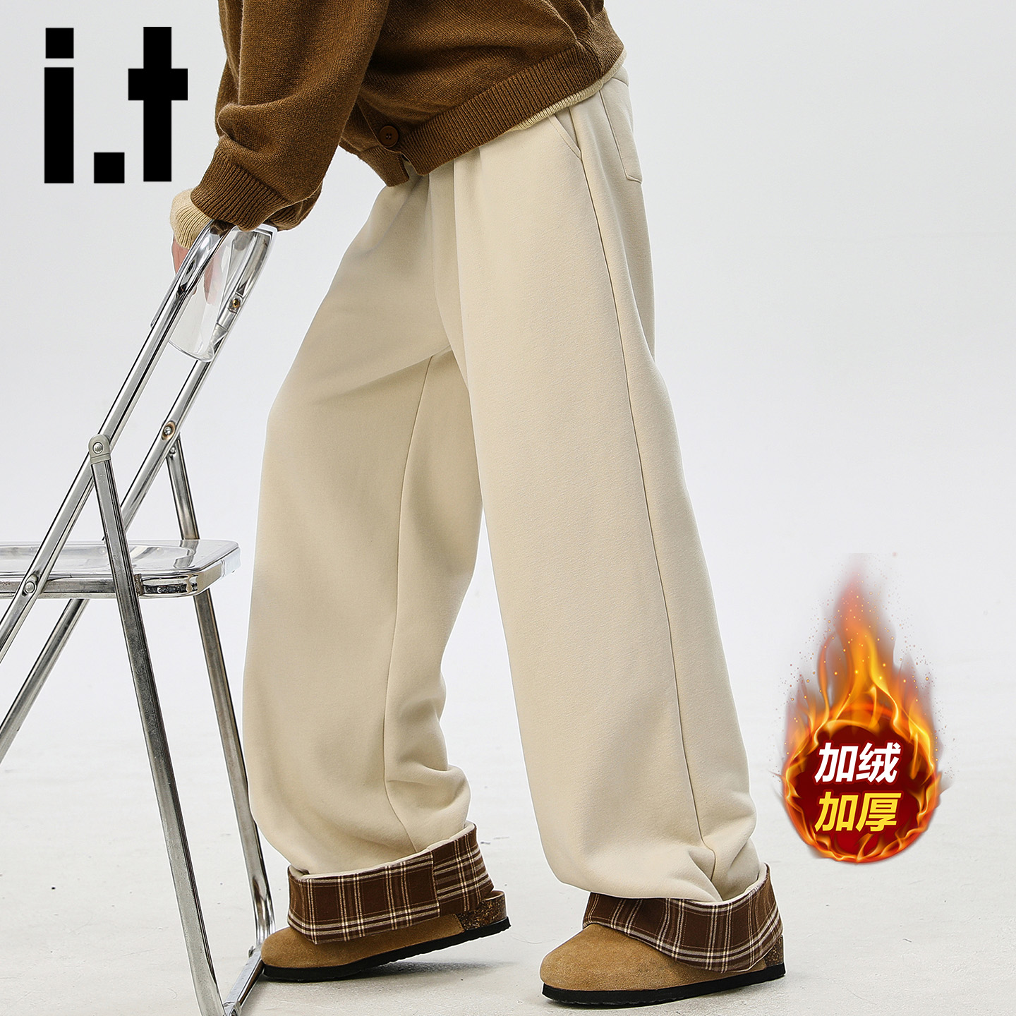 itizzue重磅加绒加厚卫裤男冬季