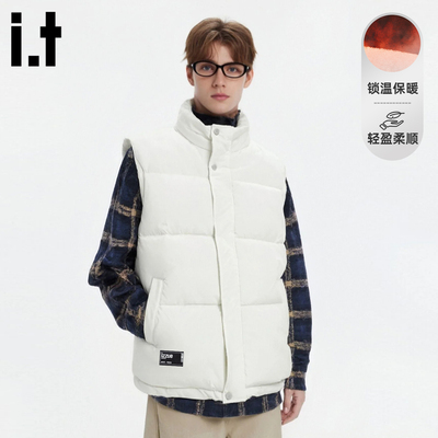 it izzue新款潮牌立领开衫马甲男2025冬季宽松潮牌坎肩百搭背心A