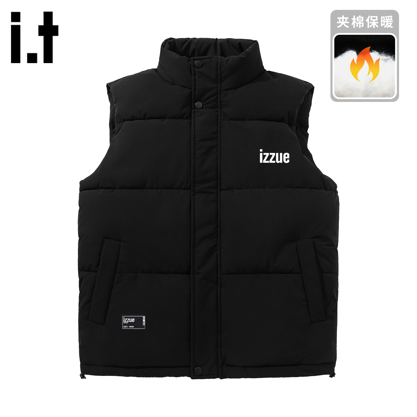 itizzue原创黑色纯棉保暖马甲男