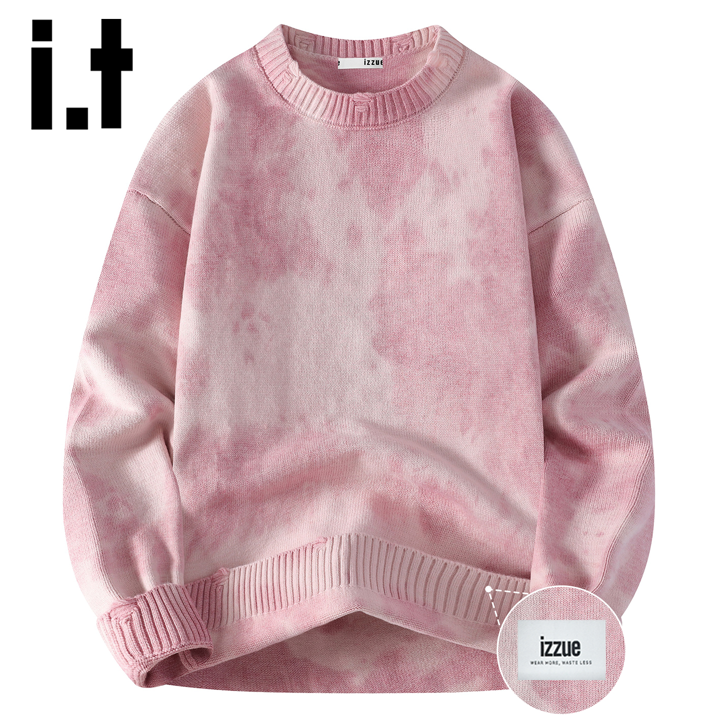 itizzue扎染圆领毛衣男秋冬新款