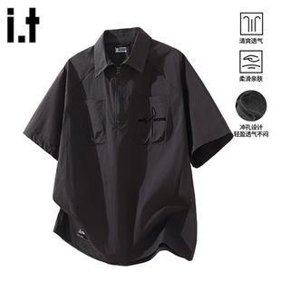 POLO衫 男士 2026年夏季 半拉链衬衫 翻领潮牌短袖 新款 izzue工装