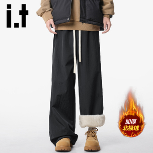 2025潮牌百搭休闲裤 男士 慵懒风加绒加厚保暖棉裤 izzue秋冬季