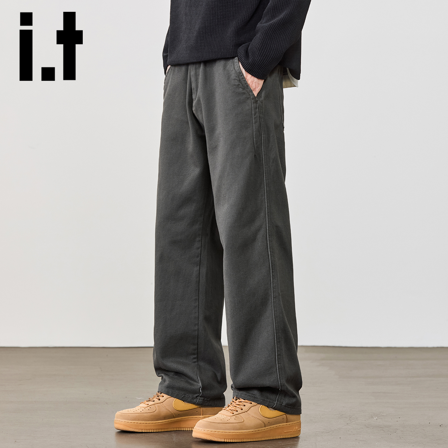 itizzue官方纯棉直筒休闲裤男士