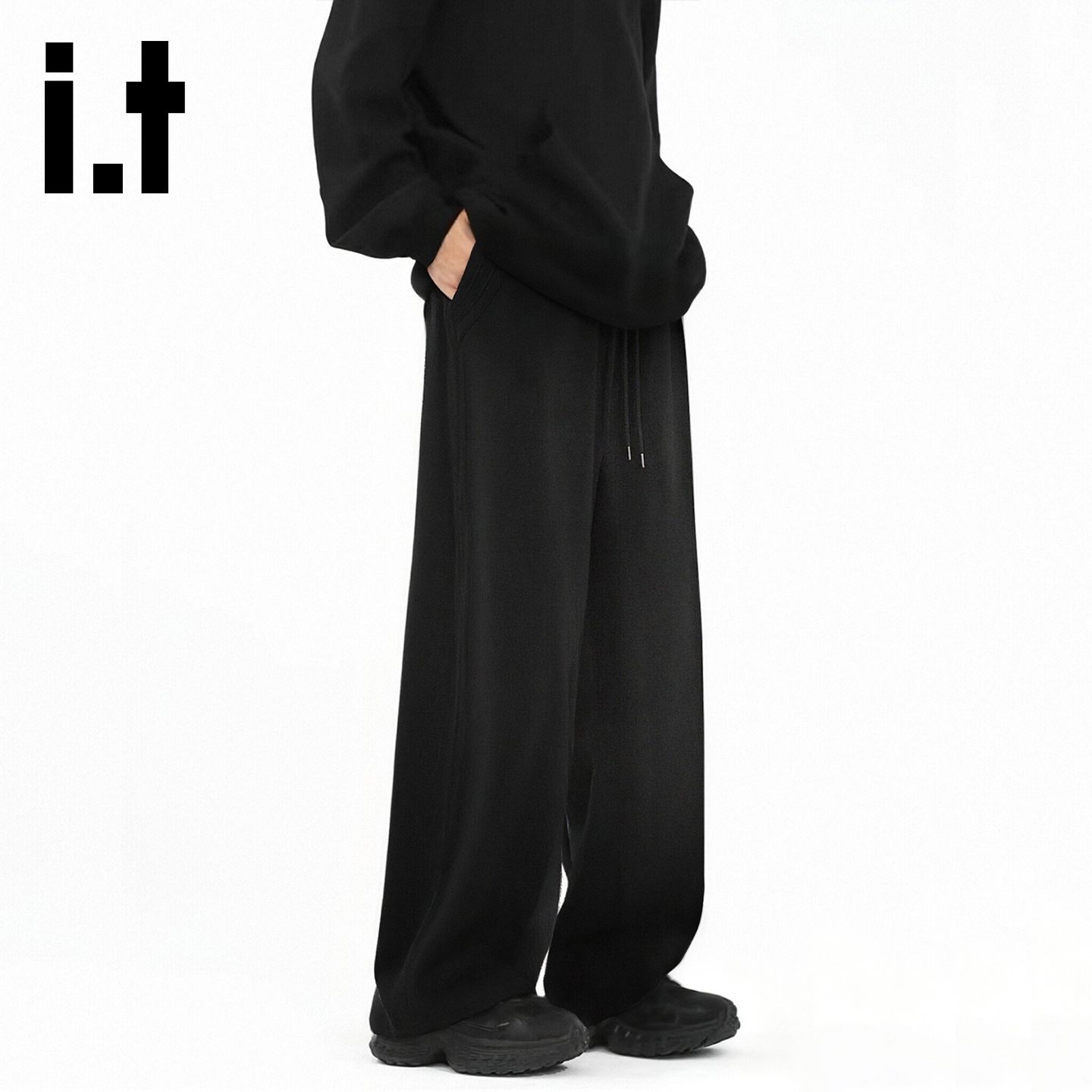 it izzue运动裤子男女款宽松阔腿长裤春秋季新款情侣直筒卫裤潮4P