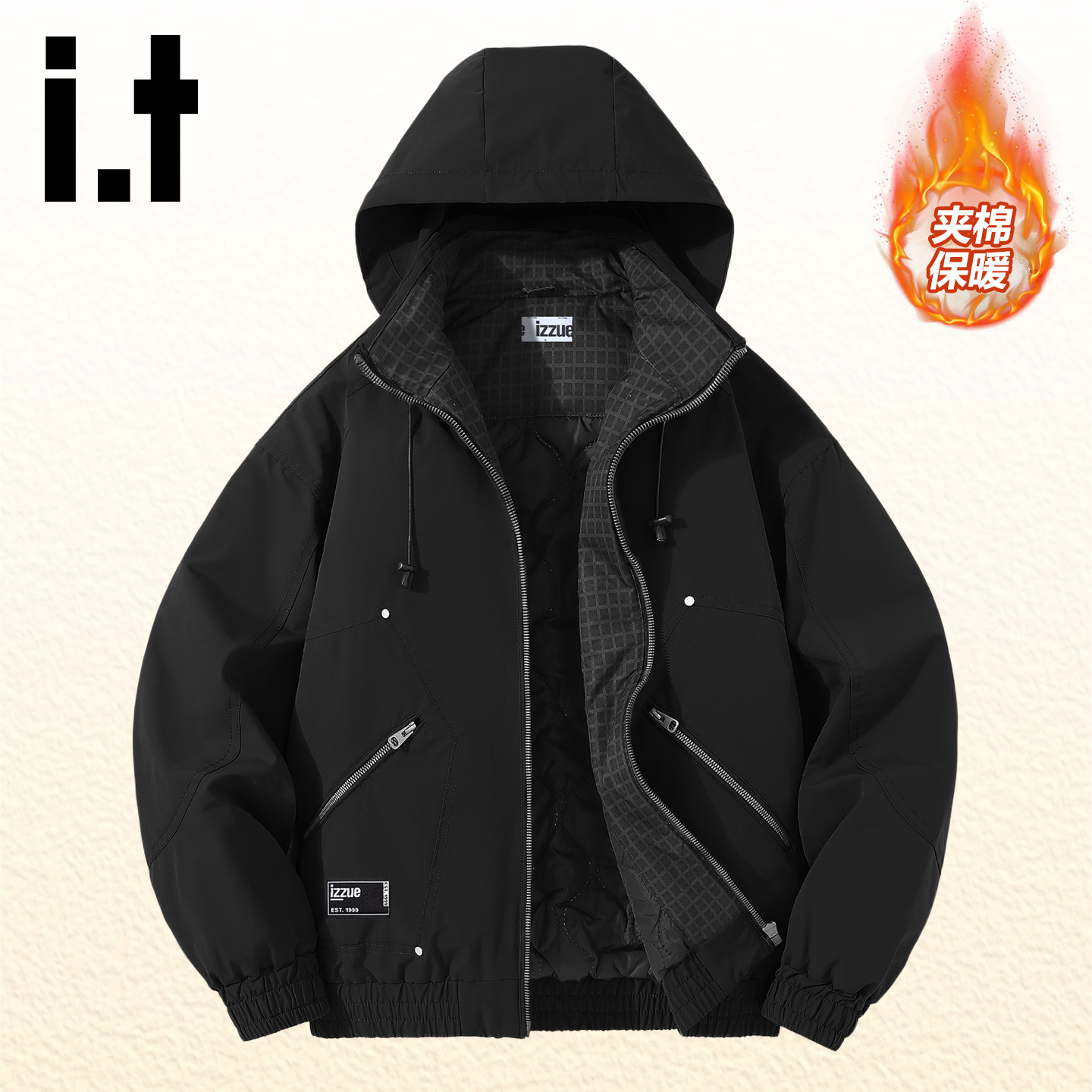 it夹棉外套男冬季防风防寒棉服