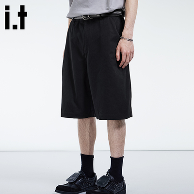 it izzue新款短裤男装2025夏官方耐磨透气帆布潮牌宽松五分裤1P