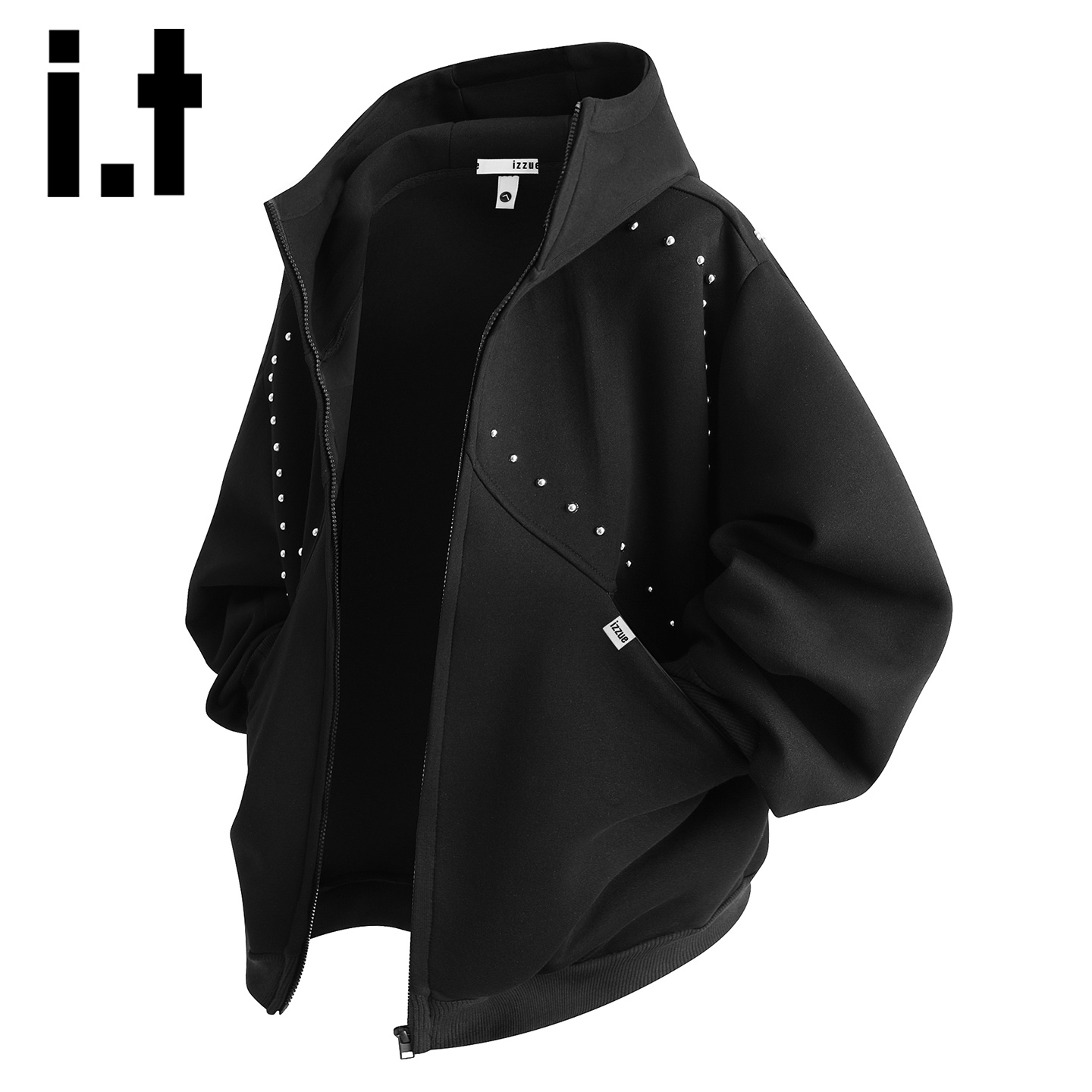 itizzue美式重磅连帽开衫卫衣男
