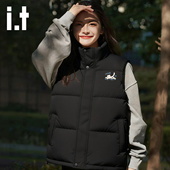 立领保暖运动马甲4P 新款 izzue厚款 棉背心女简约高级感坎肩冬季