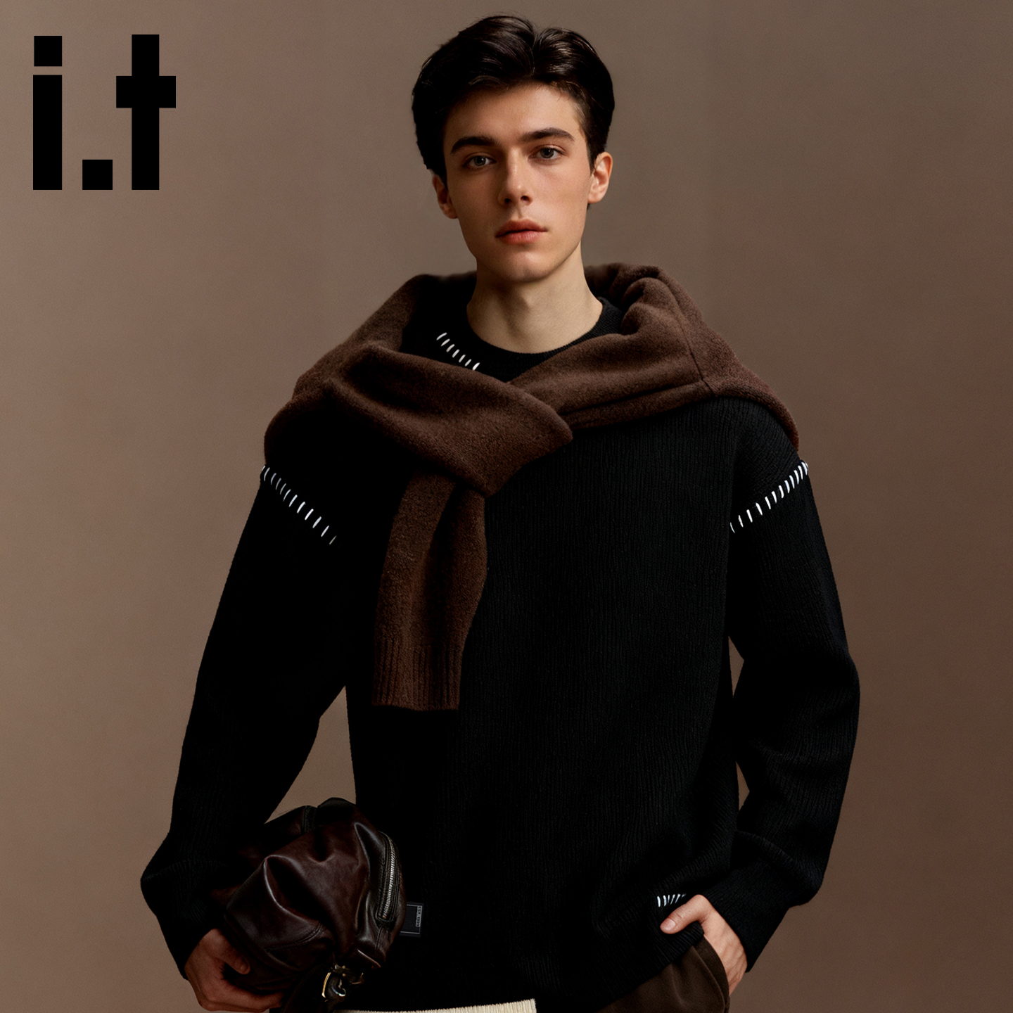 it针织毛衣男高级感圆领上衣