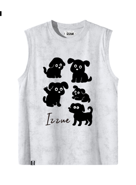 it izzue原创白色圆领无袖T恤背心男士夏宽松小众基础款坎肩3P