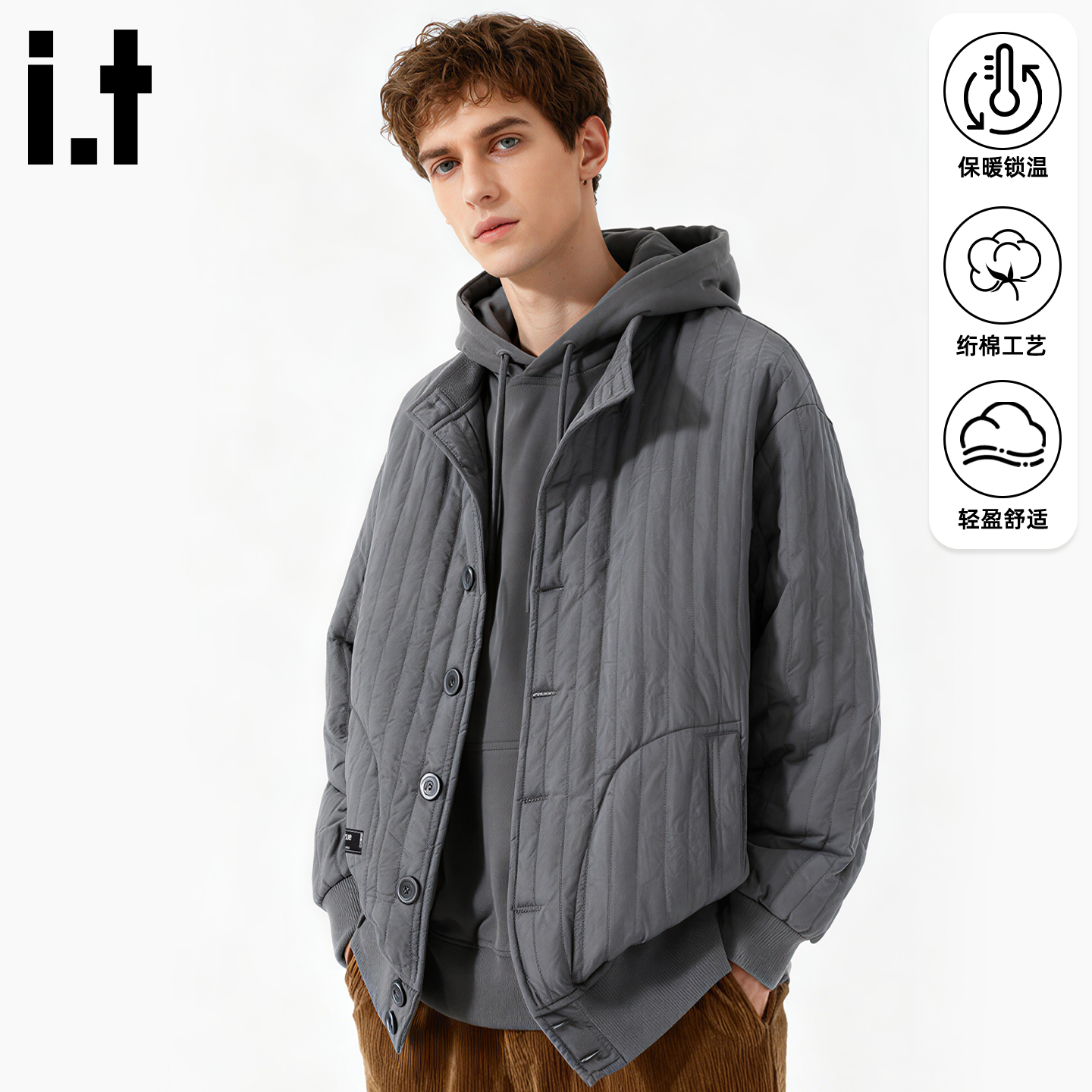 it夹棉外套男冬季保暖运动棉服