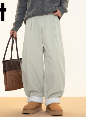 it izzue美式加绒伞兵工装裤男冬季加厚保暖棉裤宽松阔腿弯刀裤Y