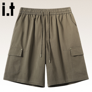 美式 水洗做旧多口袋工装 裤 五分裤 男夏季 子2026新款 izzue短裤