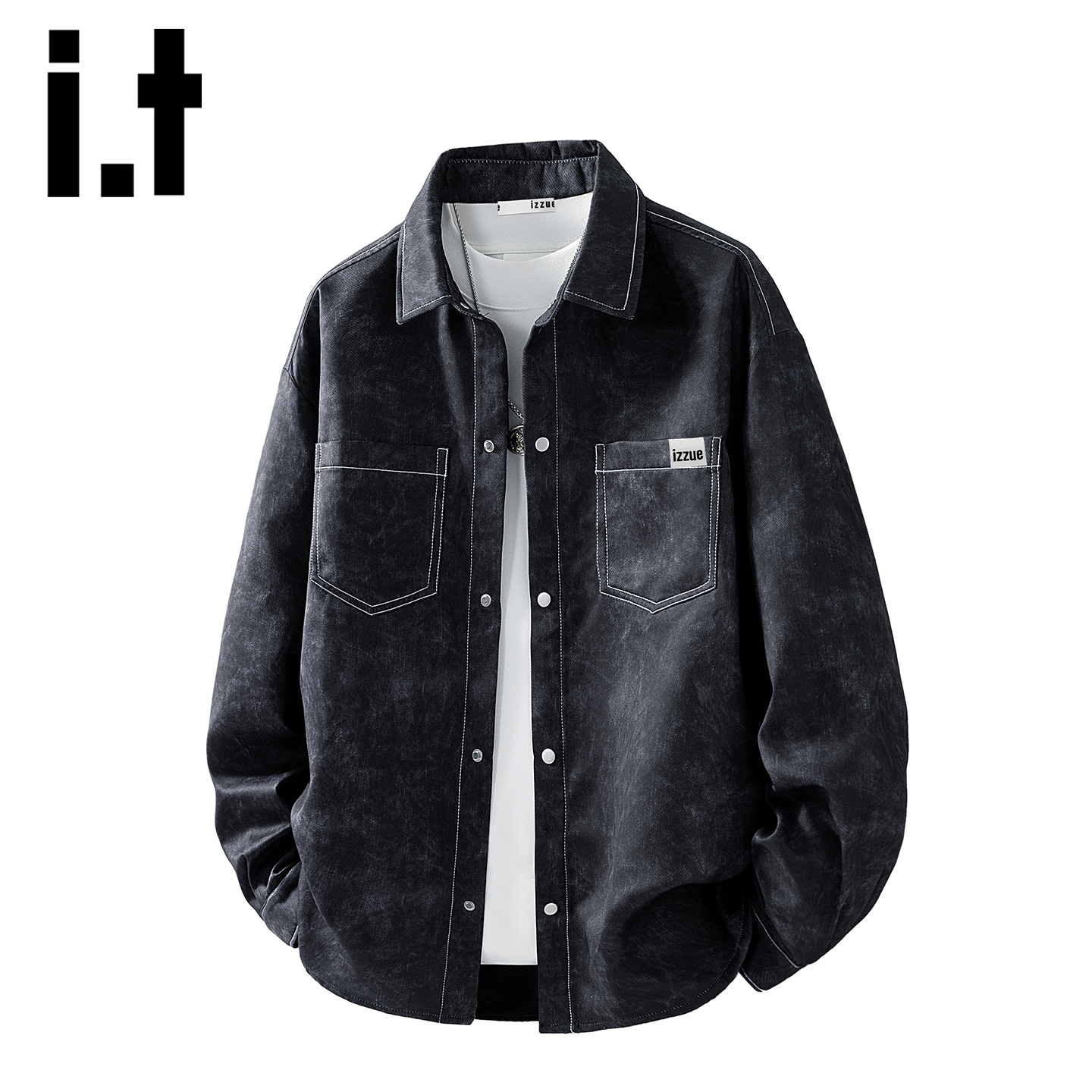 itizzue潮牌扎染翻领长袖衬衫