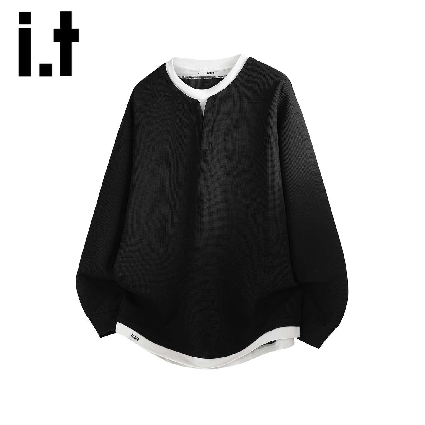 itizzue华夫格假两件卫衣男
