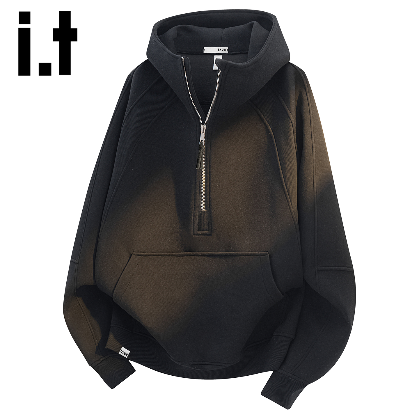 itizzue半拉连连帽长袖卫衣男士